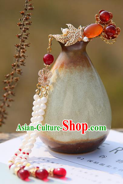 Chinese Ancient Hanfu Handmade Goldfish Hair Stick Tassel Hairpins Hair Accessories for Women