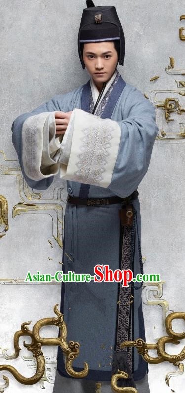 Ancient Chinese Eastern Han Dynasty Minister Politician Historical Costume for Men