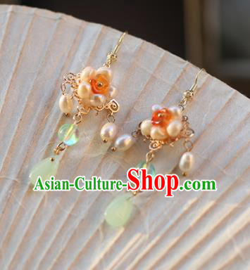Ancient Chinese Handmade Hanfu Earrings Accessories Pearls Tassel Eardrop for Women