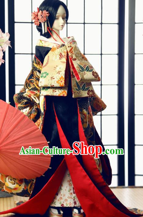 Traditional Asian Japan Costume Japanese Fashion Apparel Courtesan Kimono Vibration Sleeve Kimono for Women