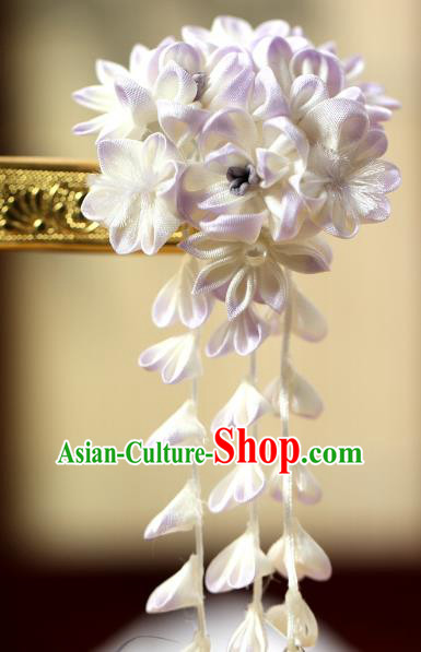 Traditional Asian Japan Hair Accessories White Flowers Hairpins Japanese Fashion Apparel Kimono Headwear for Women