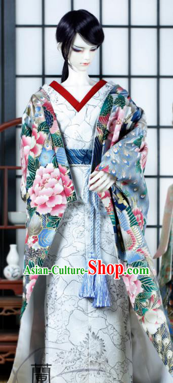 Traditional Asian Japan Costume Japanese Iromuji Kimono Printing Peony Kimono Clothing for Women