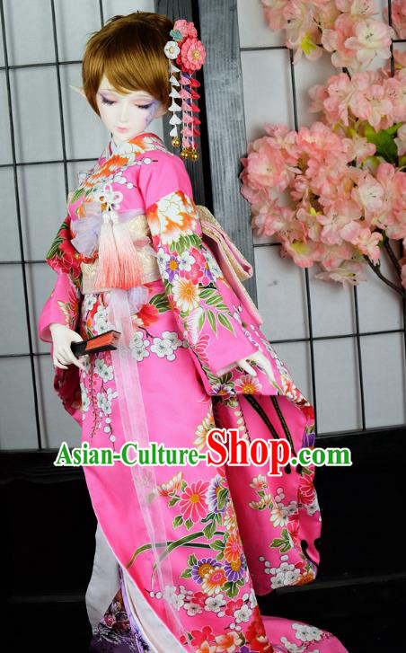 Traditional Asian Japan Costume Japanese Iromuji Kimonos Clothing Pink Sakura Kimono for Women