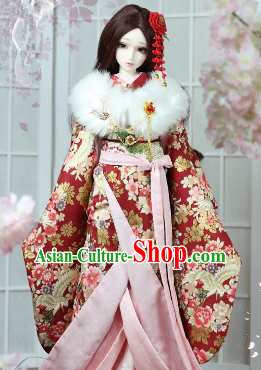 Traditional Asian Japan Courtesan Costume Japanese Fashion Apparel Shiromuku Kimono Wedding Vibration Sleeve Kimono for Women