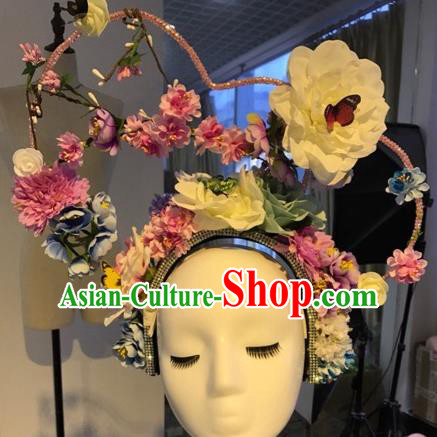 Top Grade Handmade Hair Accessories Flowers Hair Crown Halloween Stage Performance Catwalks Headwear for Women