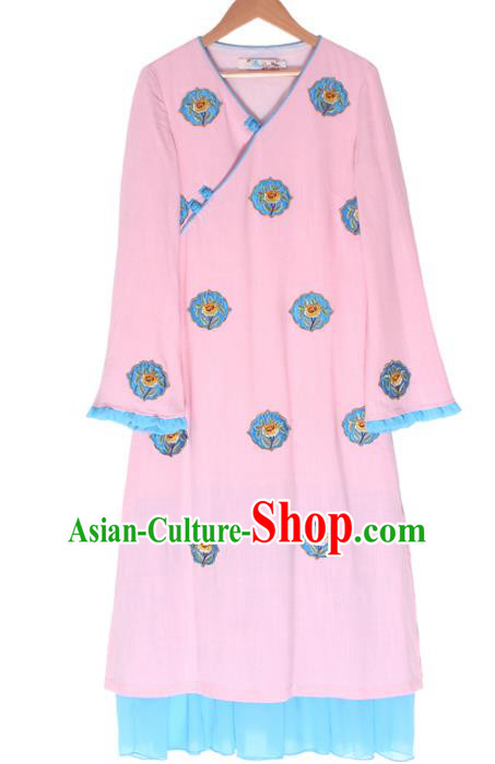 Traditional Ancient Chinese Young Women Cheongsam Dress Republic of China Tangsuit Stand Collar Blouse Dress Tang Suit Clothing