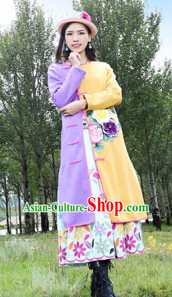Traditional China National Costume Printing Peony Cheongsam Dress Chinese Tang Suit Plated Buttons Qipao for Women
