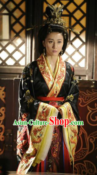 Traditional China Warring States Period Wu State Empress Embroidered Replica Costume for Women