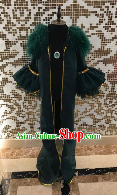 Top Grade Children Stage Performance Costume Catwalks Green Clothing for Kids