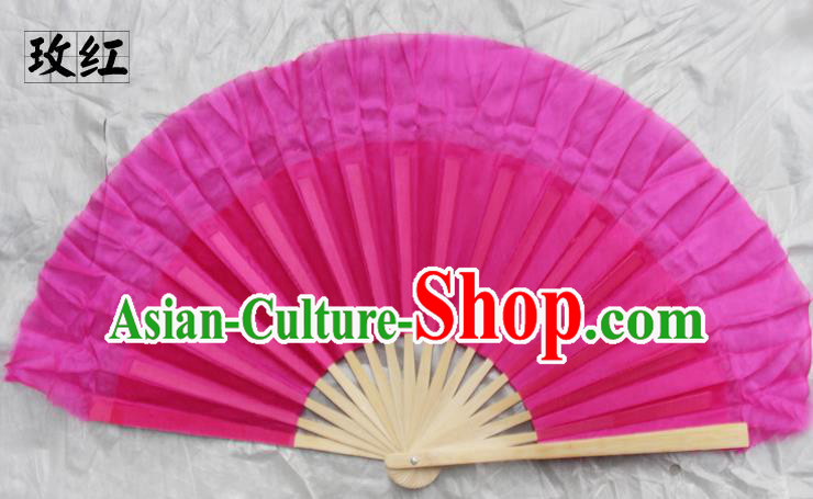 Top Grade Chinese Folk Dance Folding Fans Yangko Dance Rosy Silk Fan for Women