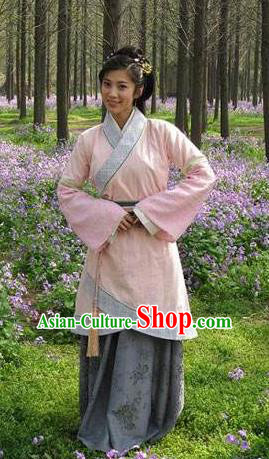 Chinese Ancient Han Dynasty Beauty Qin Luofu Hanfu Dress Replica Costume for Women