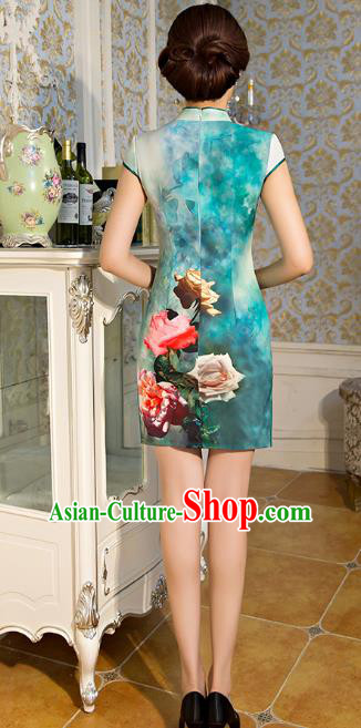 Traditional Ancient Chinese Young Women Cheongsam Dress Republic of China Tangsuit Stand Collar Blouse Dress Tang Suit Clothing