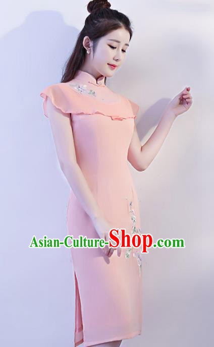 Traditional Ancient Chinese Young Women Cheongsam Dress Republic of China Tangsuit Stand Collar Blouse Dress Tang Suit Clothing