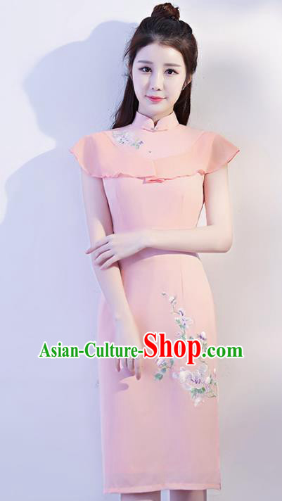 Traditional Ancient Chinese Young Women Cheongsam Dress Republic of China Tangsuit Stand Collar Blouse Dress Tang Suit Clothing