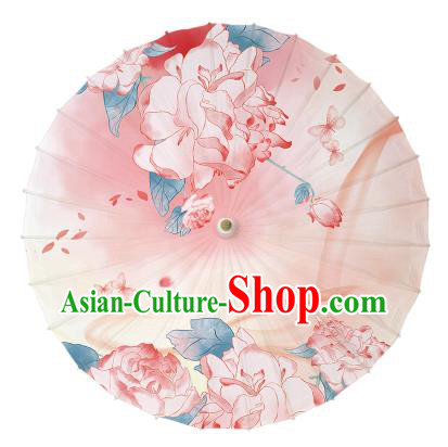 Chinese Handmade Paper Umbrella Folk Dance Printing Flowers Butterfly Oil-paper Umbrella Yangko Umbrella