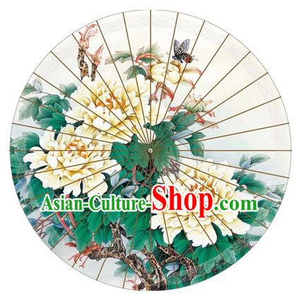 Chinese Traditional Artware Printing Peony Paper Umbrella Classical Dance Oil-paper Umbrella Handmade Umbrella