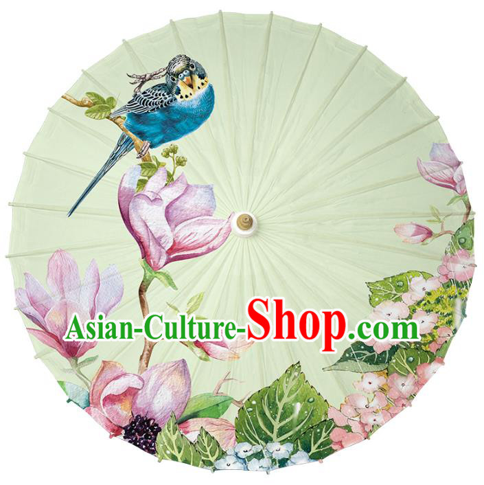Chinese Traditional Artware Paper Umbrella Classical Dance Umbrella Printing Red Mangnolia Oil-paper Umbrella Handmade Umbrella