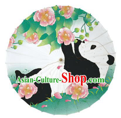 Chinese Traditional Artware Paper Umbrellas Painting Panda Peony Oil-paper Umbrella Handmade Umbrella