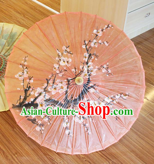Chinese Traditional Artware Dance Umbrella Hand Painting Plum Blossom Paper Umbrellas Oil-paper Umbrella Handmade Umbrella