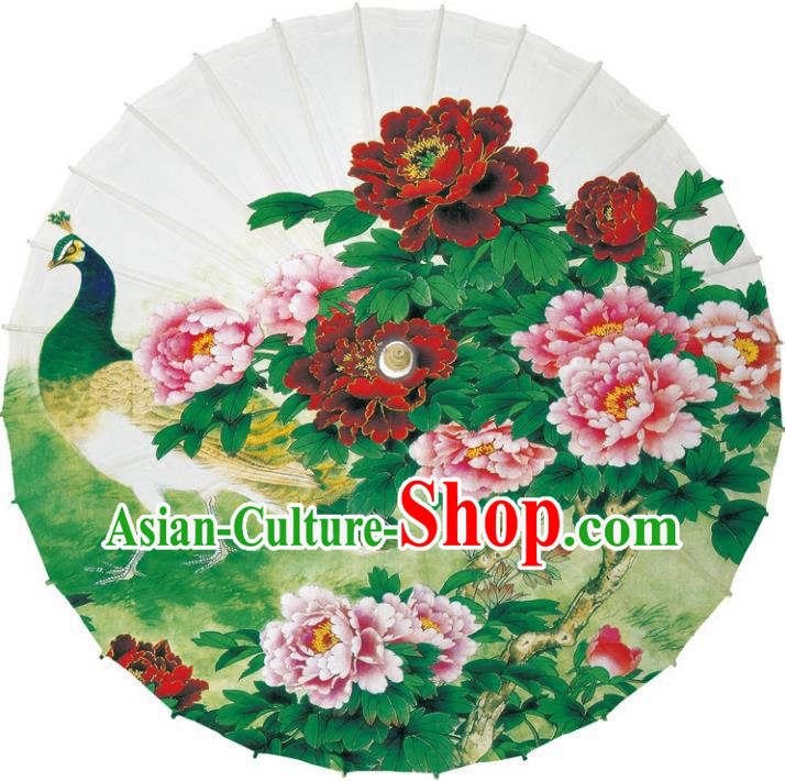 Chinese Traditional Artware Dance Umbrella Printing Flowers Peacock Paper Umbrellas Oil-paper Umbrella Handmade Umbrella