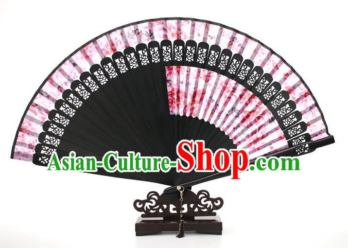 Chinese Traditional Artware Handmade Folding Fans Pink Silk Fans Accordion