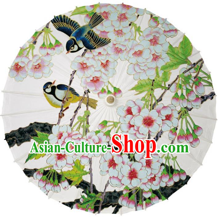 Chinese Traditional Artware Dance Umbrella Printing Begonia Birds Paper Umbrellas Oil-paper Umbrella Handmade Umbrella