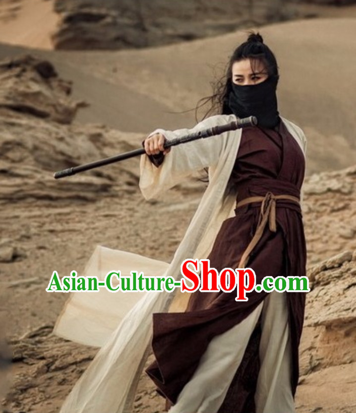 Chinese Ancient Swordsman Knight Hanzhuang Traditional Chinese Dress Hanfu National Costume Complete Set for Men or Women