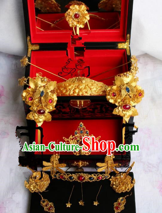 Chinese Handmade Classical Hair Accessories Wedding Phoenix Coronet Hairpins Hanfu Hairpin Complete Set for Women