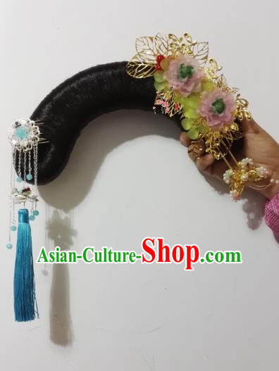 Traditional Chinese Ancient Manchu Princess Hair Accessories Wig and Hairpins for Women