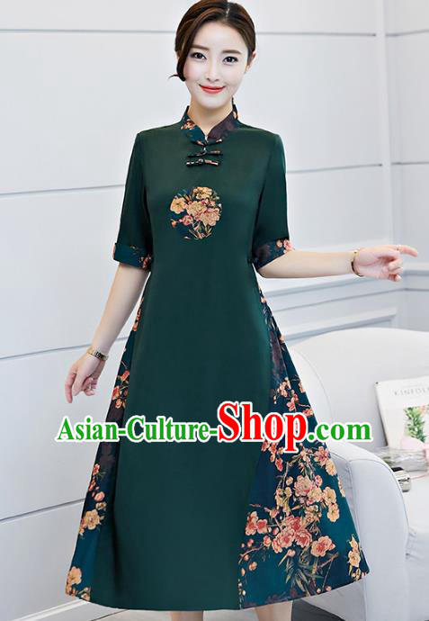 Traditional Ancient Chinese Young Women Cheongsam Dress Republic of China Tangsuit Stand Collar Blouse Dress Tang Suit Clothing