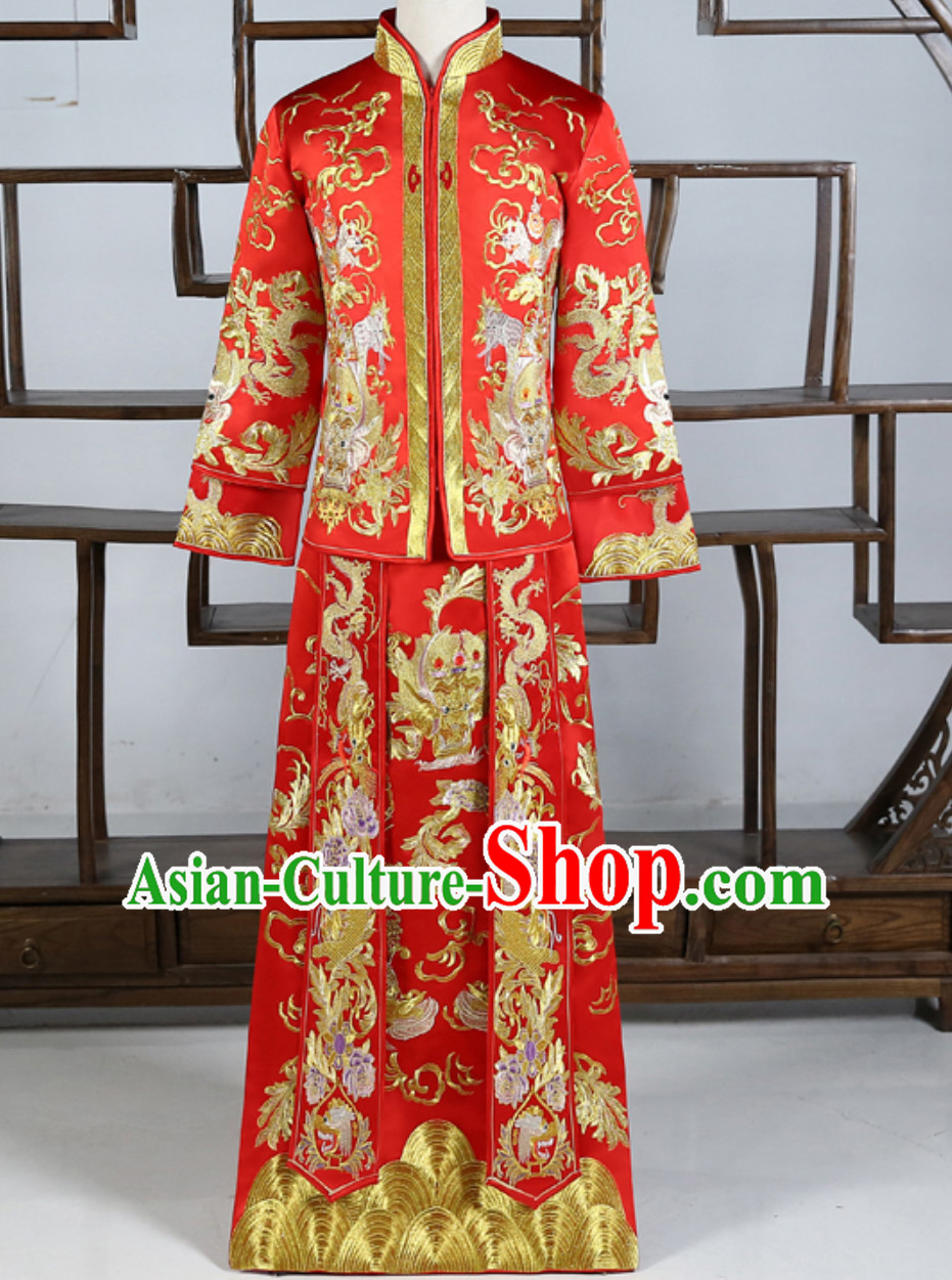 Lucky Red Chinese Traditional Wedding Dresses Ceremonial Clothing China Wedding Dress for Men Bridegroom