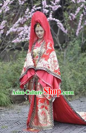 Chinese Ancient Tang Dynasty Princess Wedding Embroidered Replica Costume for Women