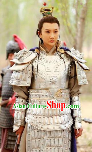Chinese Ancient Tang Dynasty General Xue Kui Replica Costume Helmet and Armour for Men