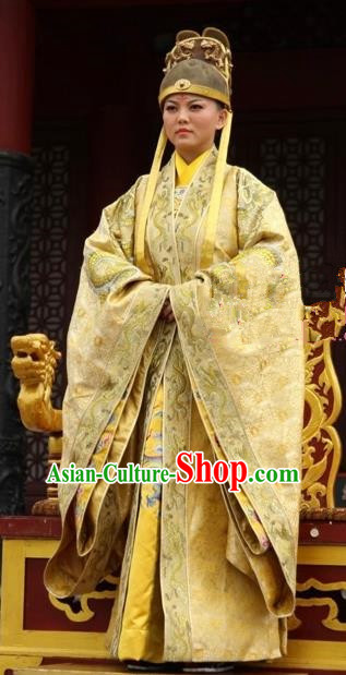Ancient Chinese Tang Dynasty Queen Imperial Robe Empress Wu Zetian Embroidered Replica Costume for Women