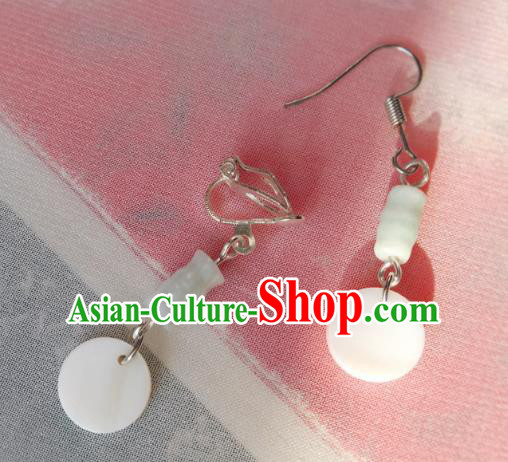 Traditional Chinese Ancient Jewelry Accessories Jade Shell Earrings Eardrop for Women