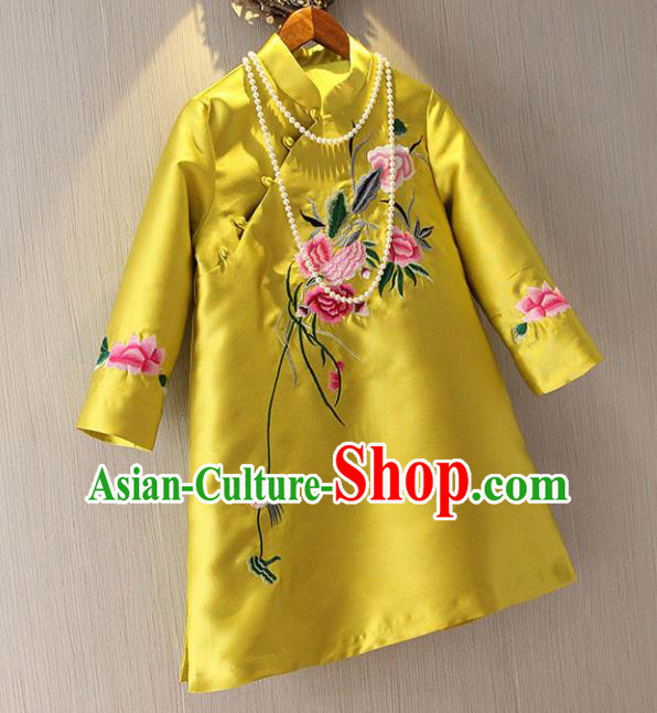 Traditional Ancient Chinese Young Women Cheongsam Dress Republic of China Tangsuit Stand Collar Blouse Dress Tang Suit Clothing