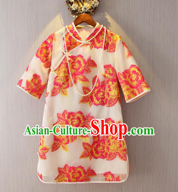 Chinese Traditional National Costume Cheongsam Dress Tangsuit Qipao for Women