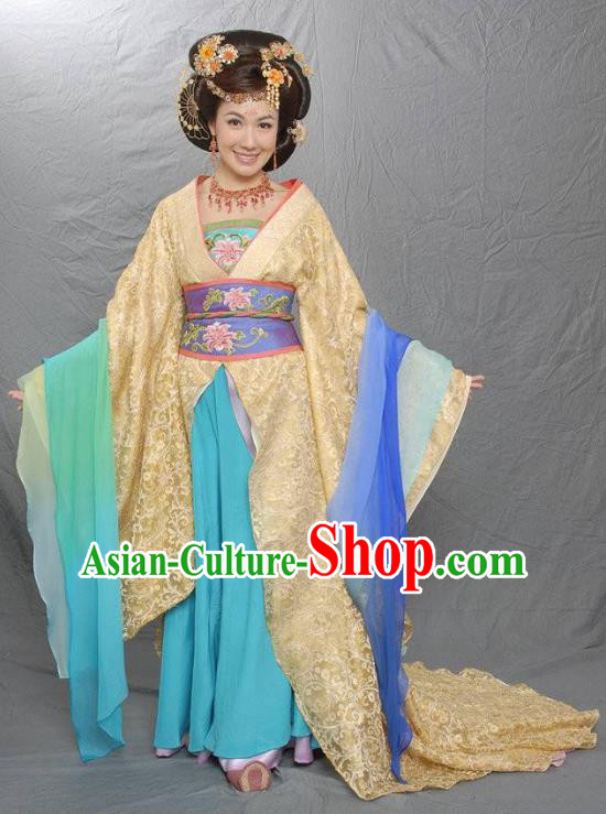 Chinese Ancient Tang Dynasty Imperial Concubine Xian Embroidered Replica Costume for Women