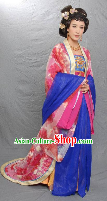 Traditional Ancient Chinese Tang Dynasty Imperial Concubine Li Embroidered Dress Replica Costume for Women