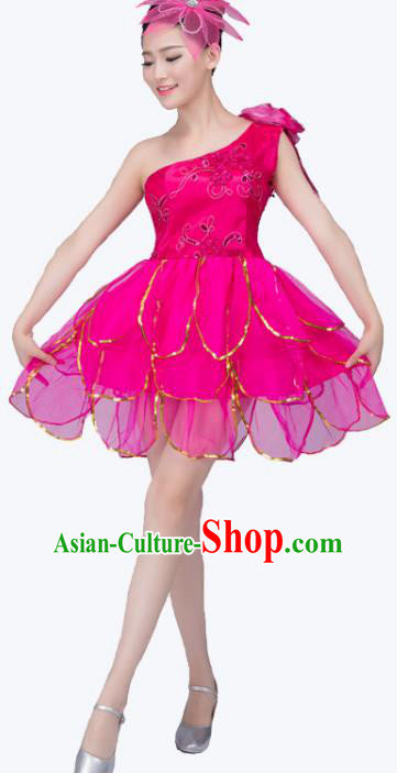 Top Grade Modern Dance Costume, Chorus Singing Group Dance Rosy Dress for Women