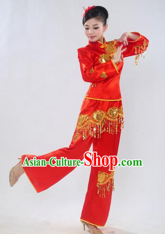 Chinese Traditional Folk Dance Costume Yangge Dance Red Uniform Yangko Clothing for Women