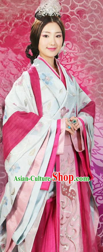 Chinese Ancient Han Dynasty Empress Shangguan Hanfu Dress Ancient Court Queen Embroidered Replica Costume for Women
