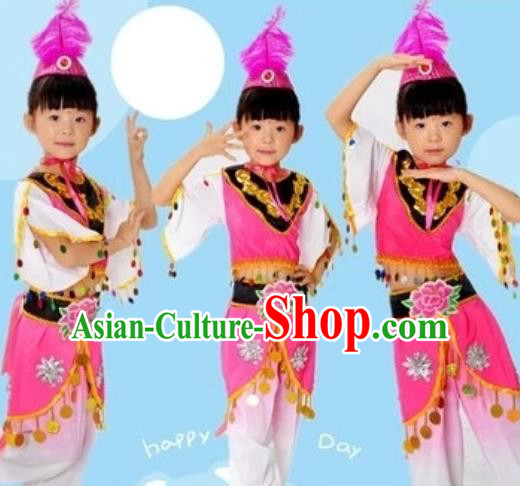 Traditional Chinese Uyghur Nationality Dance Costume, Chinese Uigurian Minority Dance Clothing for Kids