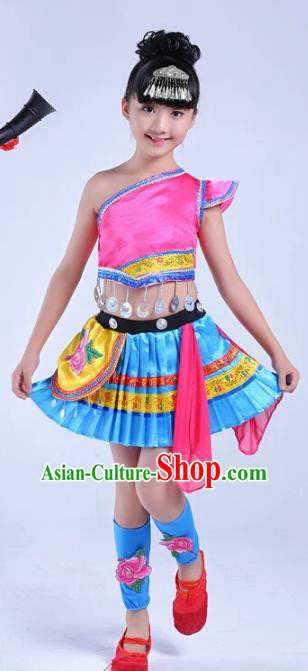 Traditional Chinese Ethnic Costume Chinese Miao Minority Nationality Dance Clothing for Kids