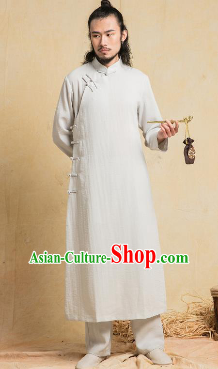 Top Grade Kung Fu Costume Martial Arts Training Grey Gown Gongfu Wushu Tang Suit Clothing for Men