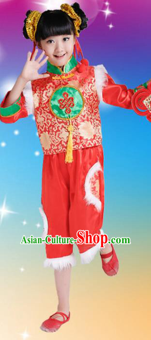 Chinese Traditional Yangge Dance Uniform Classical Dance Yangko Clothing for Kids
