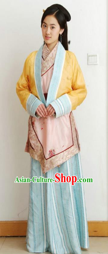 Chinese Ancient Qin Dynasty Young Lady Hanfu Dress Replica Costume for Women