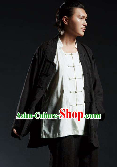 Chinese Kung Fu Martial Arts Black Suits Gongfu Tang Suits Costume Wushu Tai Chi Clothing for Men
