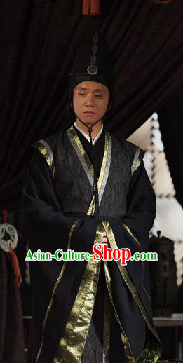 Traditional Chinese Ancient Qin State Eunuch Replica Costume for Men