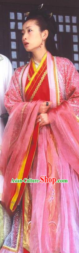 Chinese Ancient Chunqiu Period Jin State Imperial Concubine Li Hanfu Dress Embroidered Replica Costume for Women
